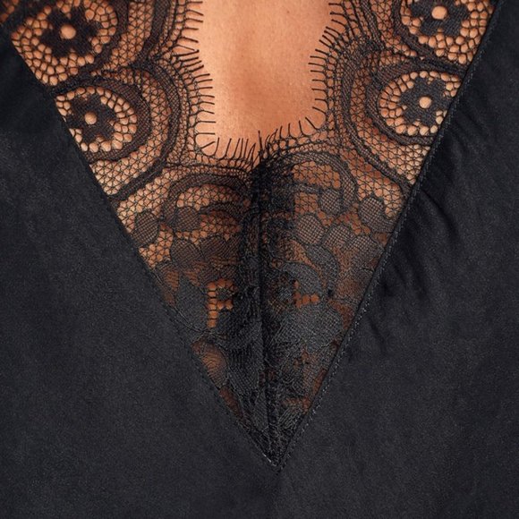 Free People Lace Satin Cami Tank Top Black Whimsigoth Y2K Goth XS - Picture 4 of 13